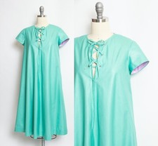 Vintage 1960s House Dress Mint Polished Tie Tent Small