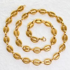 18K Gold Filled 13mm 20" Waterproof Puffed Anchor Mariner Link Necklace, Unisex