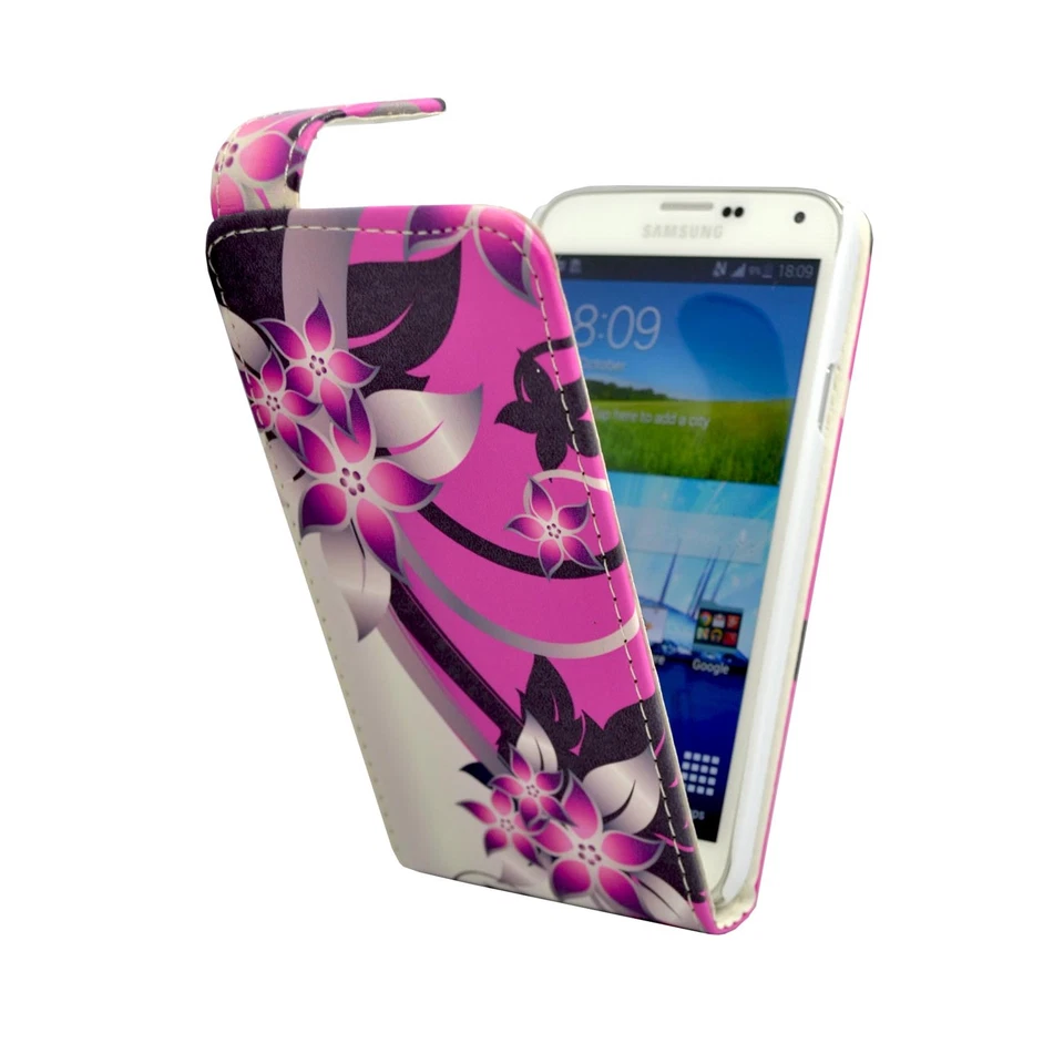 CASE FOR SAMSUNG GALAXY S5 MINI PINK CREAM FLOWER FLIP PU LEATHER POUCH COVER - Image 2 of 4