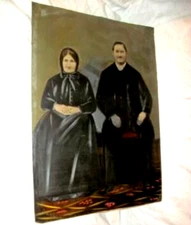 1800s AMERICANA TINTYPE PORTRAIT FOLK ART OIL PAINT ENHANCED PRIMITIVE ANTIQUE