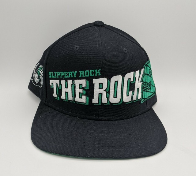 NIKE Slippery Rock University THE ROCK Snapback Hat Cap Black & Green