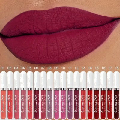 Matter Lippenstift flüssig langanhaltender Lippenfleck 18 Farben 24 Stunden wasserfest Make-up