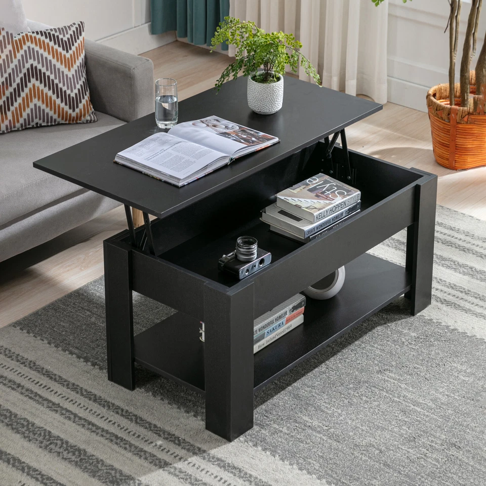Coffee Table With Storage Lift Top Up Drawer Shelf Wooden Living Room Furniture