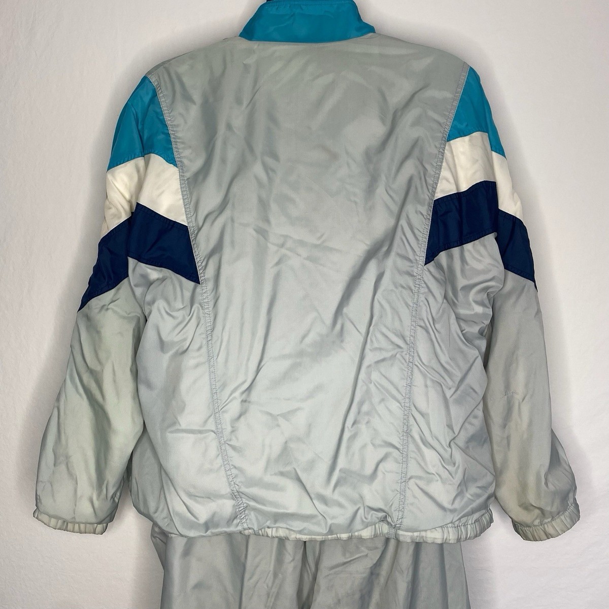 Men's Vintage 80s 90s ADIDAS Full Shell Suit Tracksuit Jacket Grey