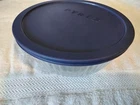 Pyrex Ribbed 10 Cup Mixing Bowl 7403-S With Blue Plastic Lid