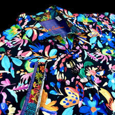 Robert Graham Colorful Floral Drawings Short Sleeve Sport Shirt Large 228