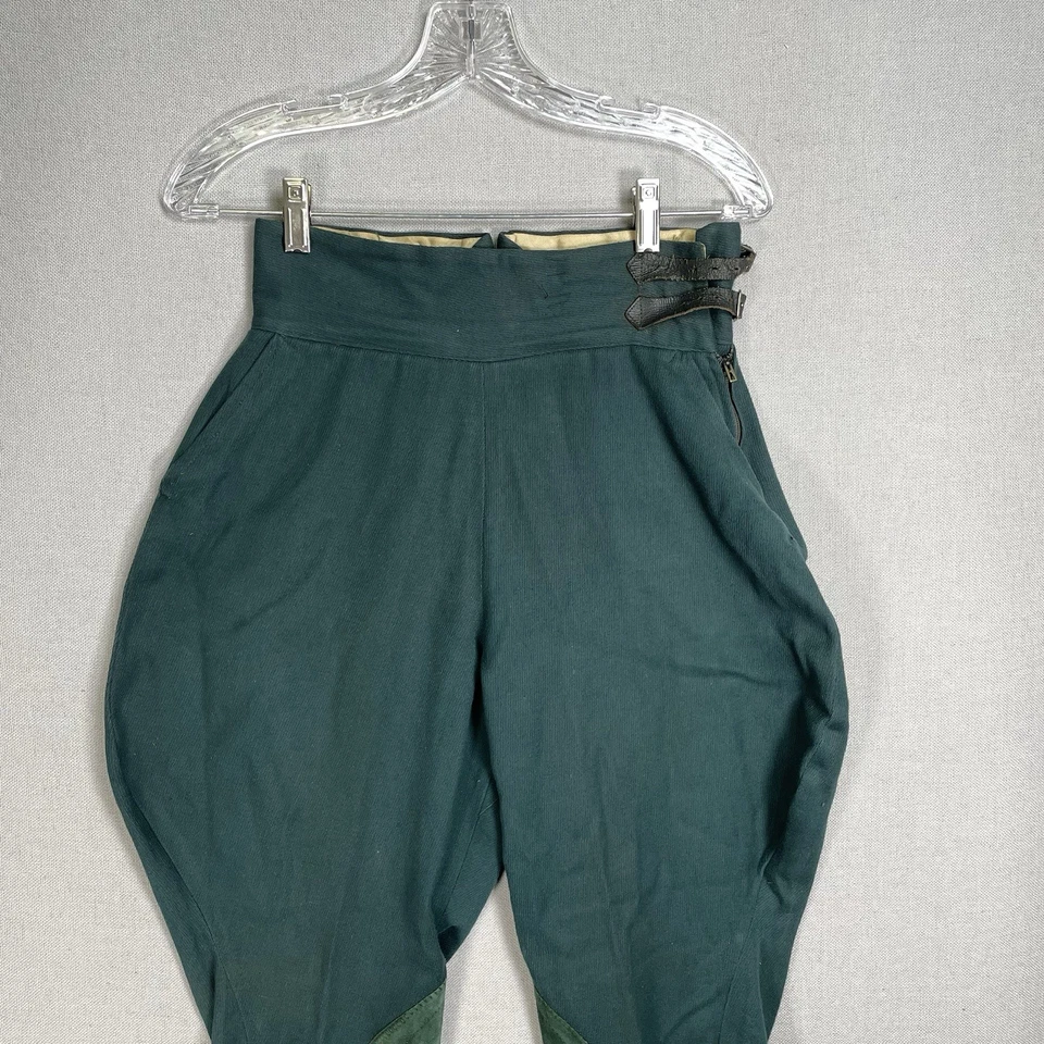 VINTAGE 30s 40s Jodhpurs Pants Trousers Womens 26x27 Green Whipcord Buckle - Image 2 of 4
