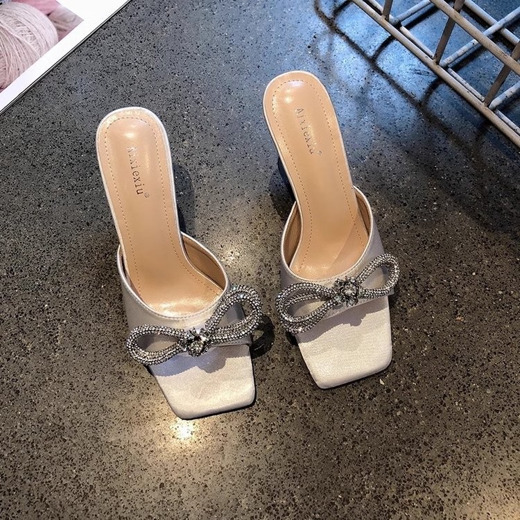 SAOLA Sandali con tacco in cristallo Ciabatte a farfalla da esterno con suola antiscivolo