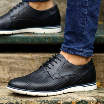 Herren Freizeitschuhe Leder Komfort Schnürschuhe Gehen Smart Freizeit Turnschuhe Größe