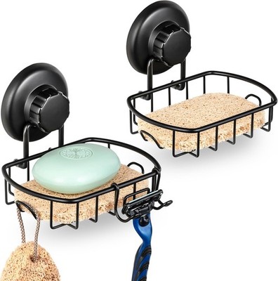 HASKO 2 Pack Suction Cup Soap Dish for Shower Wall, Rustproof Stainless Steel,