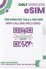 Colt Wireless  U.S. Phone Number eSIM 100 Min Talk & 100 SMS WiFi Calling Incl