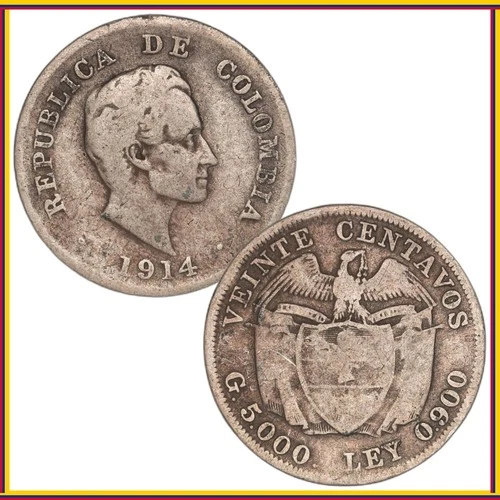 1914 Mexico 20 Centavos Silver — photo from the most recent tracked eBay sale