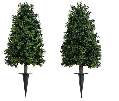 Nearly Natural 2.5ft Artificial Boxwood Topiary Plants 2-PK Indoor/Outdoor NIOB