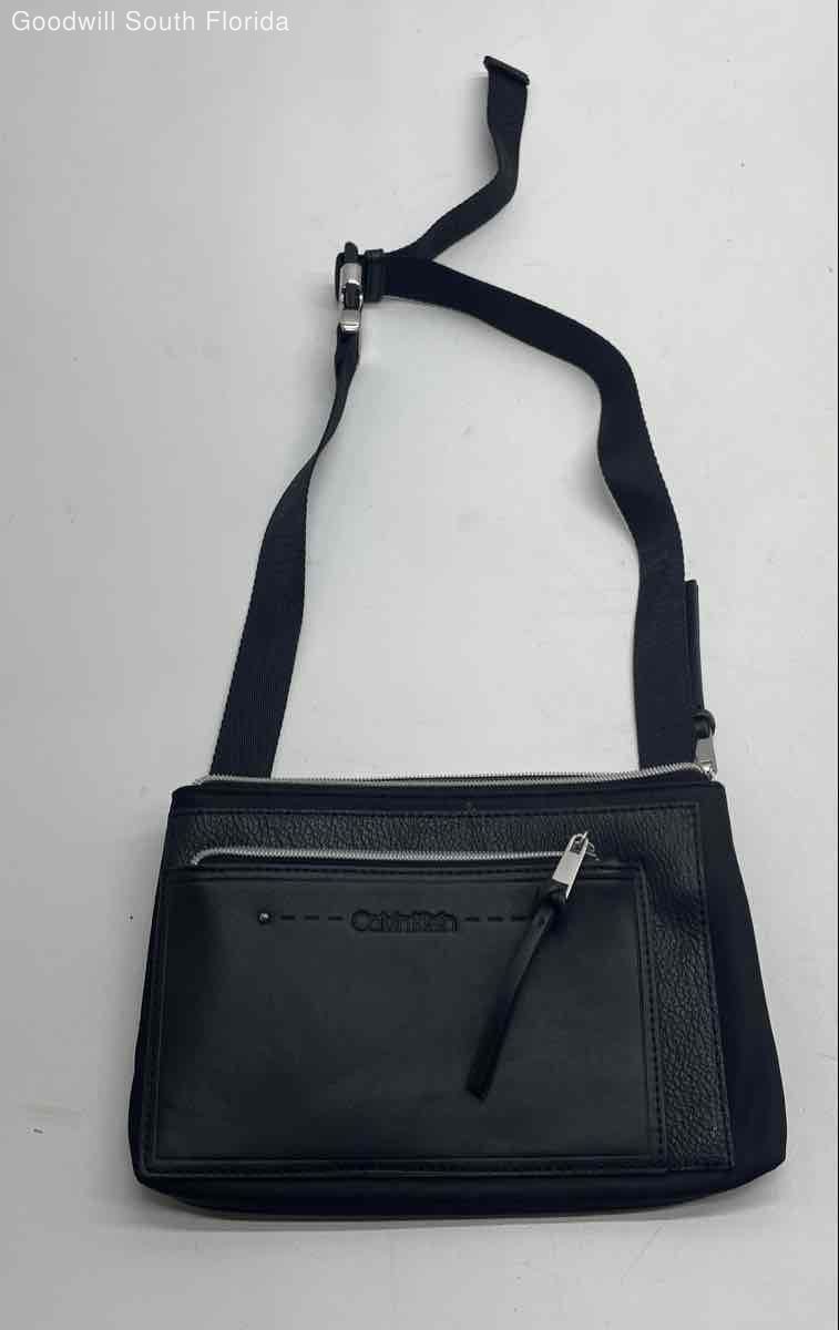 Calvin Klein Womens Black Inner Pockets Shoulder Crossbody Bag