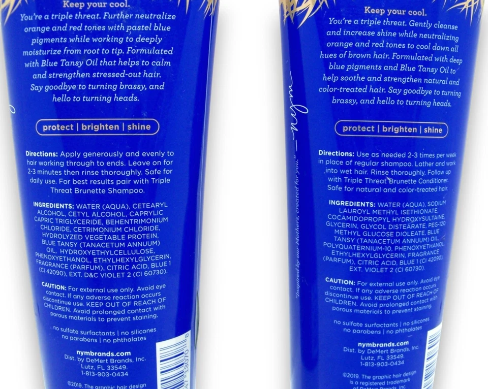 Not Your Mothers Triple Threat Brunette Blue Treatment Shampoo & Conditioner NEW - Image 2 of 3