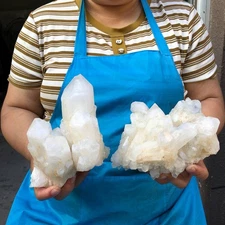 5.94LB 2pcs Natural White Quartz Crystal Cluster Rough Specimen Healing Stone