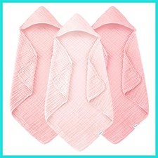Muslin Hooded s - 3 Pack 100 Cotton Ultra-Soft Towels for Newborns, Infants,...
