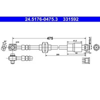 Bremsschlauch ATE 24.5176-0475.3 FüR Opel Chevrolet Mokka X Trax