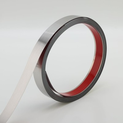 16.4 ft x 0.8 in Brushed Metal Trim Peel and Stick Stainless Steel Wall Molding