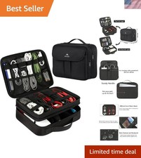 Waterproof Travel Electronics Organizer - Compact Double Layer Storage Case