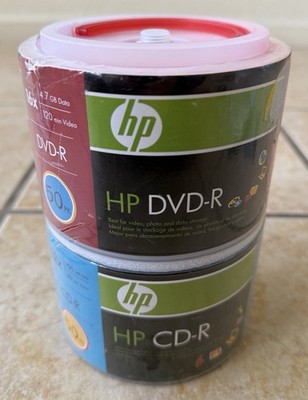 BRAND NEW SEALED 50 HP Blank 16X DVD-R DVDR Recordable Disks Plus 50 CD-R Media