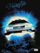 Michael J Fox Christopher Lloyd Signed 11x14 Metallic Photo Back to Future BAS