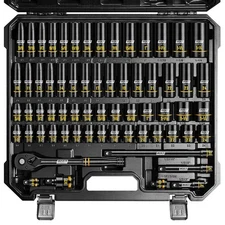 1/2" Drive Impact Socket Set, 65-Pcs  SAE (3/8" to 1-1/4") & Metric (10mm-24mm)