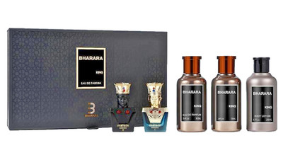 Bharara King 5 PC Set 3.4 EDP Spray After Shave 6.7 lotion .34 Oz Pharaoh Spray