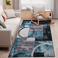 HOMCOM 160x230cm Large Blue Geometric Area Rug, Used