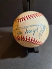 Willie Mays Signed baseball on National League Charles Feeney Baseball