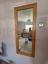 Large Solid Oak Framed Wall Mirror 137cm x 57cm - Great Condition Furniture Land
