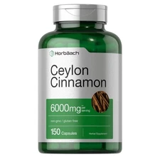 Ceylon Cinnamon, 6000 mg per serving, 150 Capsules, Non-GMO, Gluten-Free