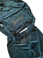 Juicy Couture Y2K Vintage Velour Tracksuit Matching Set Pants Jacket Teal Size M