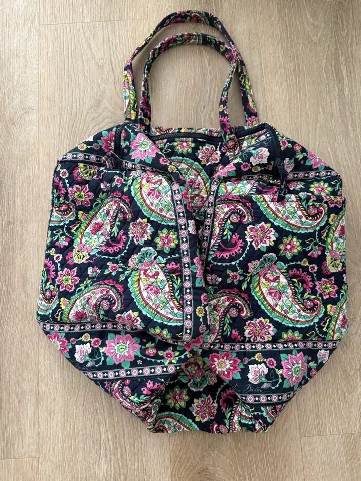 Vera Bradley Grand Traveler Bag in "Petal Paisley" Pattern Excellent Condition - Image 2 of 4
