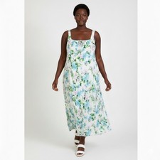 NWT Old Navy Womens Boho Linen Floral Maxi Dress Size 3X White Summer