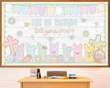 Easter Religious Bulletin Board Decorations Set He Is Risen Bulletin Boarder Hip
