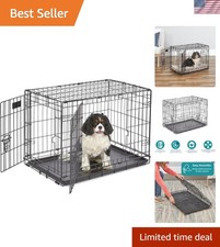 30-Inch iCrate for Medium Breeds, 21-40 lbs, Double Door Folding Dog Crate wi...