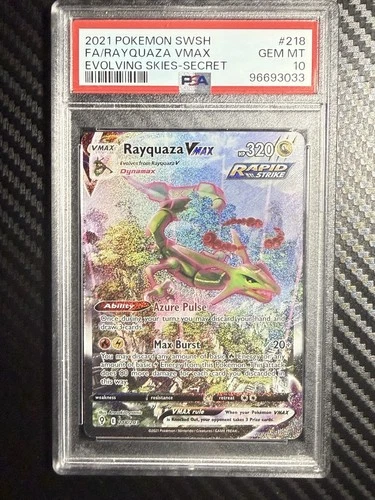 Pokemon Rayquaza VMAX Evolving Skies Secret Rare Full Alt Art #218 PSA 10