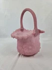 FENTON PINK SATIN VASE WITH HANDLE Vintage Great Condition