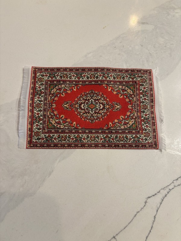 dollhouse miniatures 1:12 Red Carpet Rug 6.5 X 3.75 Persian Style