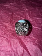 Larimar Silver  Rhodium Ring / size 8 / 925 Sterling Silver / 8 g