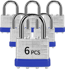 Padlocks with Same Key, 6 Pcs Laminated Keyed Padlock 1-9/16", 40Mm , Keyed Al