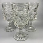 Vintage Anchor Hocking Wexford Diamond Point Goblets 6 5/8 in ~ Set of 3