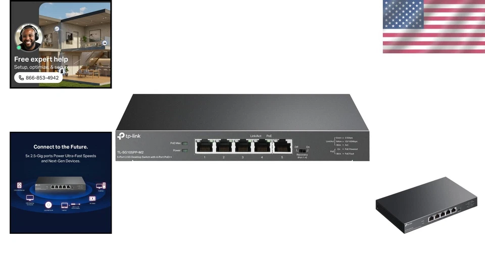 Multi-Gigabit Switch, 5 Ports, Quiet Fanless Design - Image 2 of 4