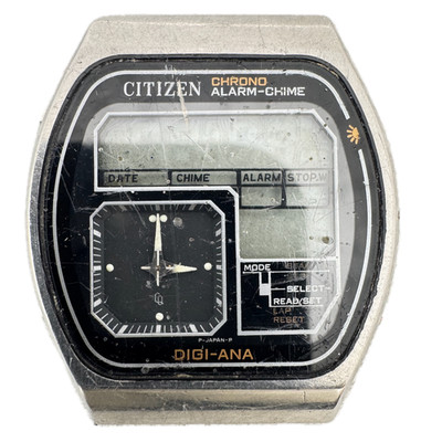 Vintage 36mm Citizen 41-9516 Alarm Chime Men's Digital LCD Wristwatch DIGI-ANA