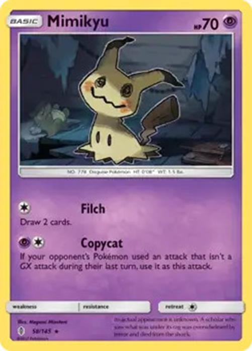 Mimikyu - 58/145 - Pokemon Guardians Rising Sun & Moon Holo Rare Card NM