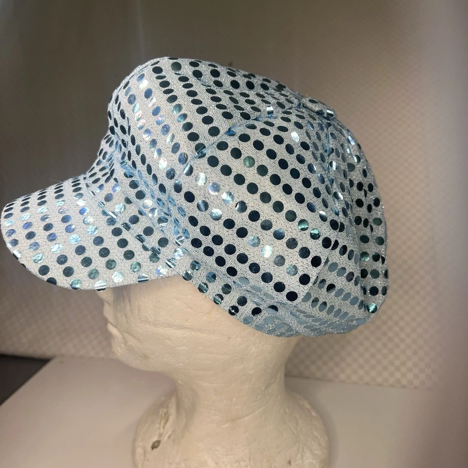 Adulto Años 70 Lentejuelas Plateadas Disco Sombrero Vestido Elegante Disfraz Fiesta de Gallina Accesorio Foto 4 de 4