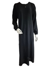 Ladies Reg Plain Pocket Elasticated Cuff Zoom Nida Abaya/Jilbab/Maxi Black 54-58