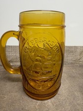 Vintage Clipper Ship 1852 amber color glass Beer Mug Whaling Sailing - Fast Ship