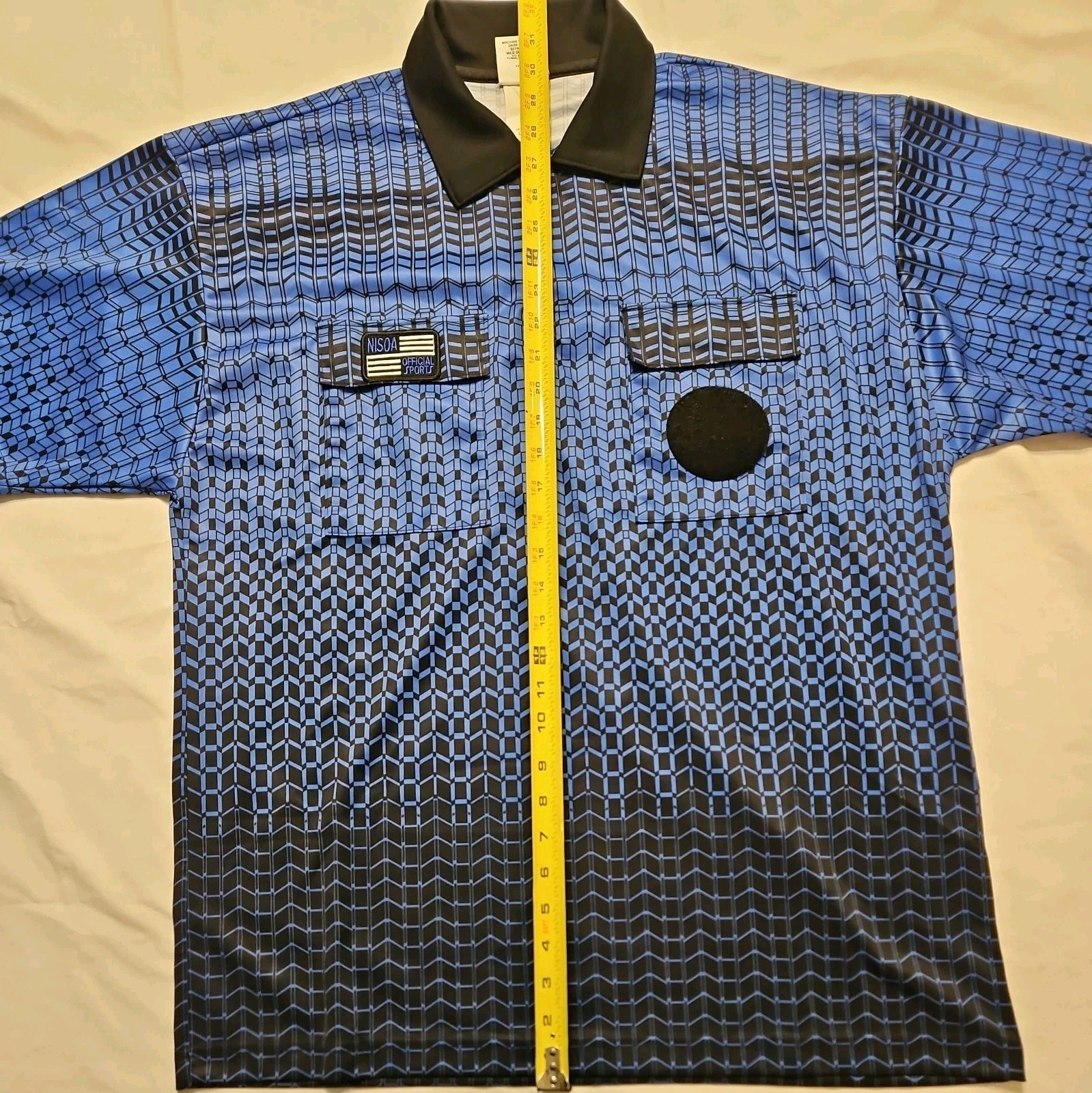 NISOA Referee Coolwick Shortsleeve Blue Grid Shirt Large